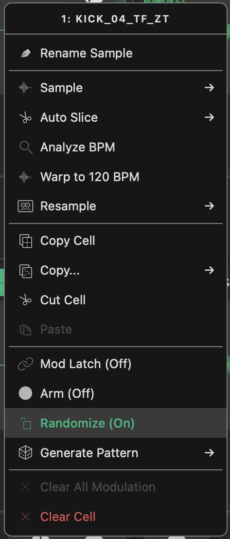 Cell Menu